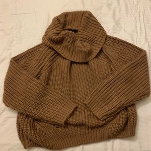 Cropped mauve turtle neck sweater